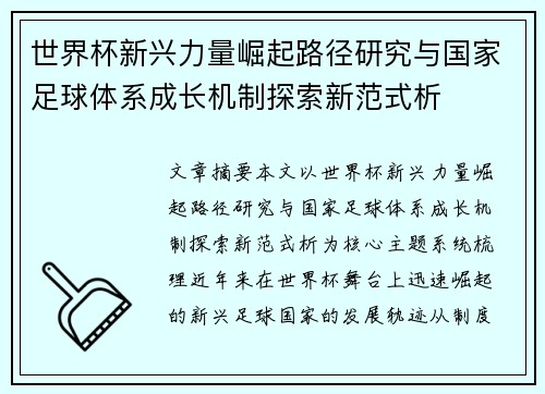 世界杯新兴力量崛起路径研究与国家足球体系成长机制探索新范式析